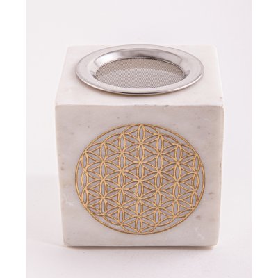 Holy Smokes Aroma lampa a Kadidelnice 2 v 1 Flower of life Květ života Mramor 10 x 10 x 9 cm – Zboží Dáma