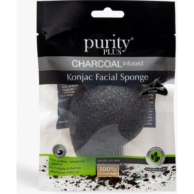 Purity Plus Charcoal odličovací houbička Konjac s aktivním uhlím