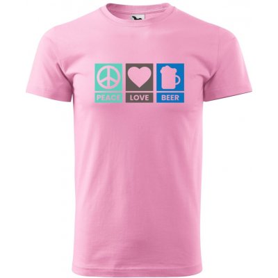 Dobrý Triko pánské tričko Peace Love beer Růžová – Hledejceny.cz