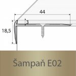 Profil Team Schodová hrana stříbro E01 1,2 m 3mm 44x18,5mm – Sleviste.cz