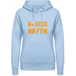 AWDis Hoodie mikina Pivní design No Beer No Fun Nebeská modrá