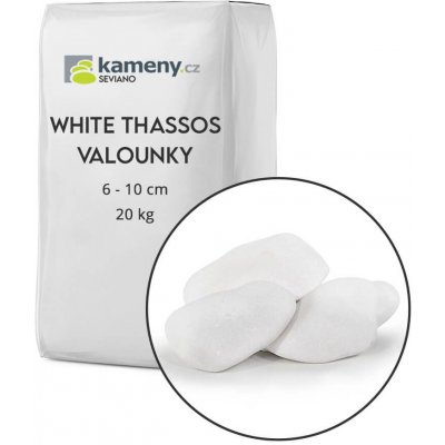 Kameny.cz Bílé mramorové oblázky White Thassos Vyberte si balení: 20 kg, Vyberte si velikostní frakci: 6 - 10 cm – Zboží Dáma