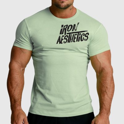 Pánské fitness tričko Iron Aesthetics Splash zelené sage Zelená – Zboží Mobilmania