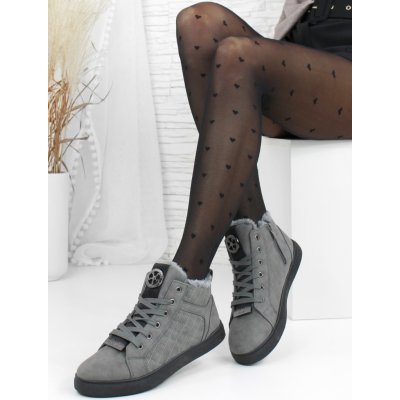 Cathay moda zateplené tenisky 3825-6D.G šedé – Zboží Dáma