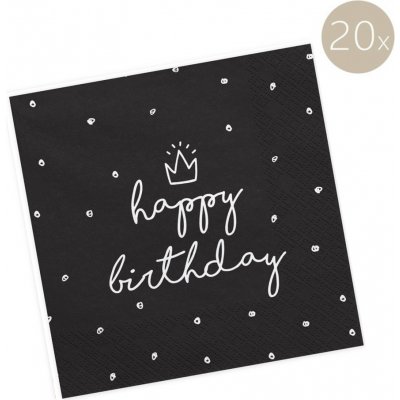 PartyDeco Papírové ubrousky Happy Birthday 33x33cm 20ks – Sleviste.cz