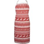 Clayre & Eef Červená bavlněná zástěra s jeleny Nordic Christmas New 70x85 cm – Hledejceny.cz