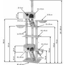 TECTAKE Kočičí škrabadlo do stropu odpočívadlo nastavitelná věž 240-260 cm