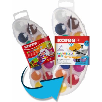 Kores vodové barvy 25mm/12bar + štětec – Zboží Dáma