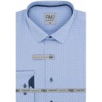 AMJ Comfort pánská košile dlouhý rukáv se vzorem modrá VDBR1295