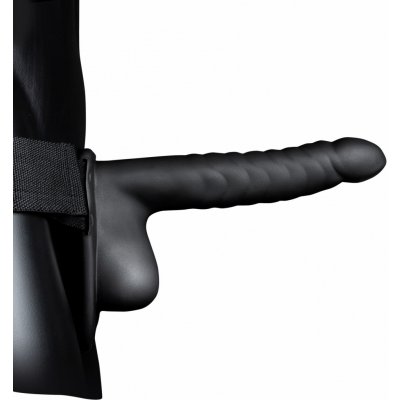 Ouch! Ribbed Hollow Strap on with Balls 8" 21cm Black – Zboží Dáma