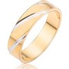 Prsteny Šperky eshop zlatý kroužek na prst se stříbrnými diagonálními zářezy BB7.9