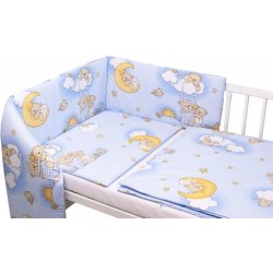 Baby Nellys 3-dílná sada Mantinel s povlečením Premium Medvídek na žebříku modrý 120 x 90 cm