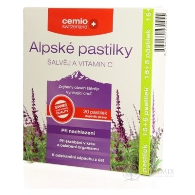 Cemio Alpské ŠALVĚJ A VITAMIN C 20 pastilky