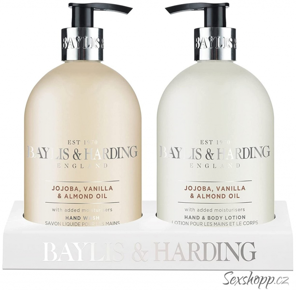 Baylis & Harding Jojoba Vanilla & Almond Oil čisticí tekuté mýdlo na ruce 300 ml + mléko na ruce a tělo 300 ml dárková sada