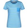 Dámská Trička JAMES & NICHOLSON pruhované tričko Striped modrá atlantic -bílá