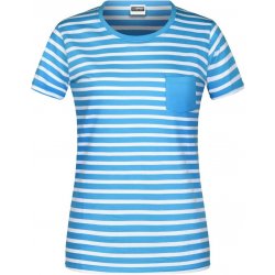 JAMES & NICHOLSON pruhované tričko Striped modrá atlantic -bílá