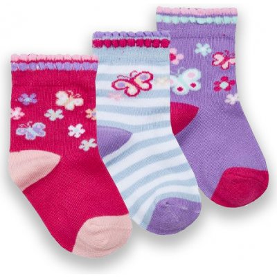 Cotton Rich Ponožky kojenecké dívčí motýlci 3 páry – Zboží Dáma