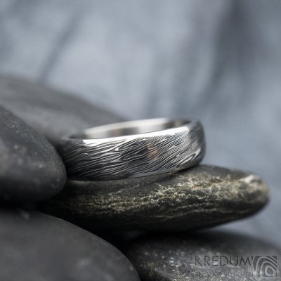 Prima line Snubní prsten kovaná nerezová ocel damasteel SK1613