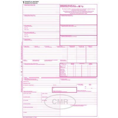 MSK 960 CMR mezinárodní nákladní list propisující – Zboží Dáma