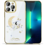 Pouzdro Kingxbar Moon Series s krystaly Swarovski iPhone 13 Pro zlaté květinové – Zboží Mobilmania