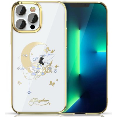 Pouzdro Kingxbar Moon Series s krystaly Swarovski iPhone 13 Pro zlaté květinové – Zboží Mobilmania