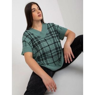 Fashionhunters Pletená vesta Mint plus size v kostce