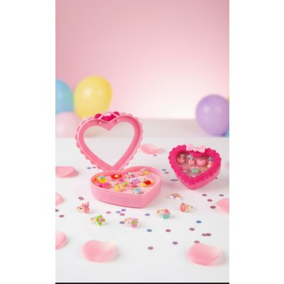 Teddies Prstýnky/Prstýnek sada plast 12ks nastav. velikost 2 druhy v plastové krabičce 13x12x4cm 12ks v boxu – Zboží Mobilmania