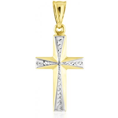 Gemmax Jewelry Zlatý přívěsek křížek s diamantovým brusem GUPCN 40501
