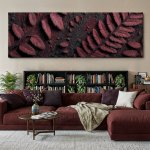 Obraz na plátně - Burgundské kapradí FeelHappy.cz Velikost obrazu (šířka x výška): 120 x 40 cm – Hledejceny.cz