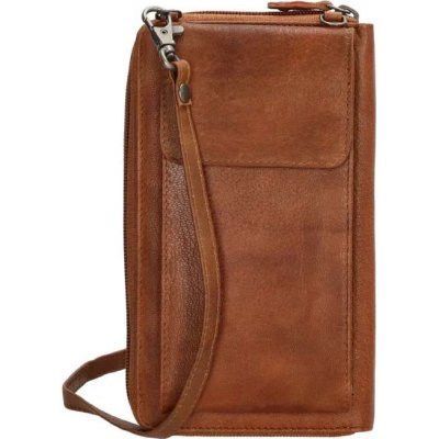 Beagles Hnědá kožená kabelka na mobil + peněženka 2v1 „Dayana“ – Zboží Mobilmania