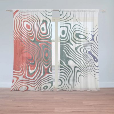 Sablio Záclony Dvoubarevná abstrakce: 2ks 150x250cm – Hledejceny.cz