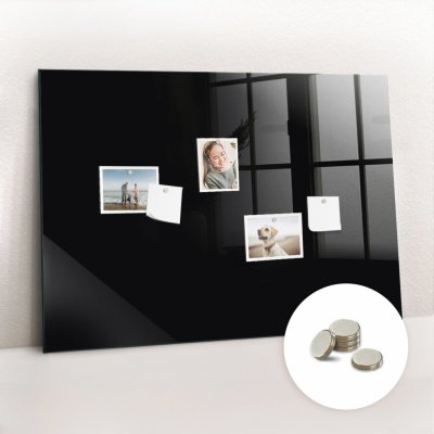tulup Magnetická Tabule na Zeď Skleněná - Memo Board Kleněnou Přední Stranou - 5 magnetů v balení - 70 x 100 cm - Barva černá – Zboží Mobilmania
