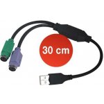 GEMBIRD UAPS12-BK Adaptér; USB 2.0; PS/2 zásuvka x2,USB A 0,3m; – Hledejceny.cz