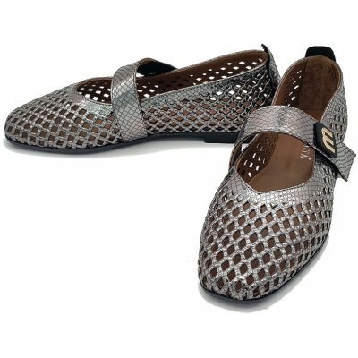 Iberius dámské kožené baleríny LP 0820-56-2838 šedá metalická grey/metalic – Zbozi.Blesk.cz