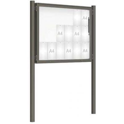 PROCITY Venkovní vitrína model 2000 18 x A4, šedá PRO, včetně sloupků | Zboží Auto