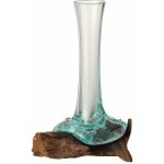 Skleněná úzká váza na kořenu dřeva Gamal S - 17*13*16 cm - J-Line by Jolipa – Sleviste.cz