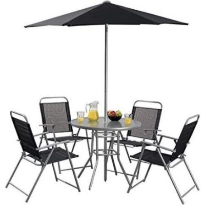 GardenMeister zahradní sestava Hawaii stůl + 4 židle + slunečník antracit – Sleviste.cz