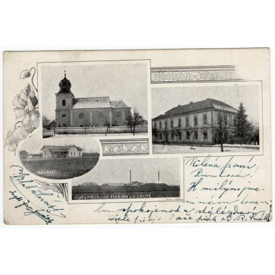 Stará Pohlednice Běrunice, nádraží, cihelna, koláž, Městec Králové Dopisnice – Zboží Dáma