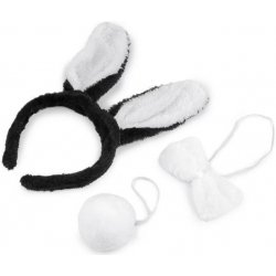 Černobílý zajíček uši motýlek ocásek