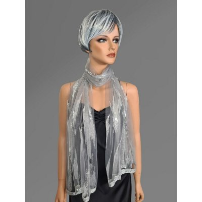 Classic Scarf slavnostní šedá štola se stříbrnými třpytivými flitry šála – Sleviste.cz