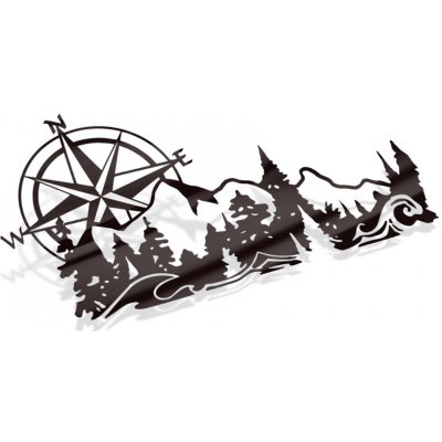 E-cut.cz Samolepka Hory a kompas - 20x11 , Vlevo cm – Zboží Mobilmania