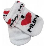 Kojenecké bavlněné ponožky I Love Mum, bílé s potiskem – Zboží Mobilmania