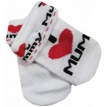 Kojenecké bavlněné ponožky I Love Mum bílé s potiskem