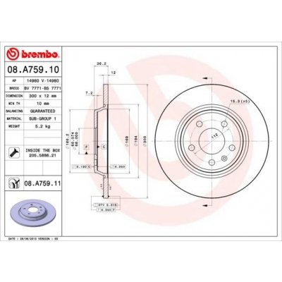 Brzdový kotouč BREMBO 08.A759.11 – Hledejceny.cz