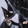 Karnevalový kostým PartyDeco Halloween Klobouk Čarodějnický černý se zlatými nášivkami