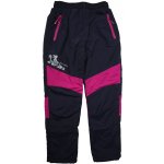 Wolf B2274 dívčí šusťákové kalhoty zateplené tmavě modrá růžová – Zboží Dáma