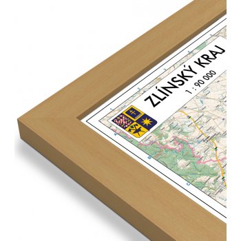 ZES Zlínský kraj - nástěnná mapa 150 x 95 cm Varianta: mapa v dřevěném rámu, Provedení: Pegi jádro ořechu