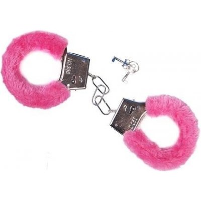 Plyšová růžová pouta kovová – Zboží Dáma