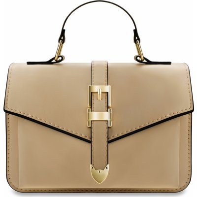 elegantní kufřík tuhá dámská kabelka klasická kurýrní taška s klopou béžová – Zboží Mobilmania