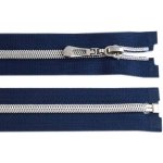 Zip spirálový dělitelný No 7 se stříbrnými zoubky barva 330 modrá tmavá délka 65 cm – Hledejceny.cz